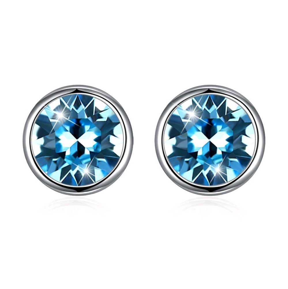 *New!* Sterling Silver Blue Crystal Stud Earrings